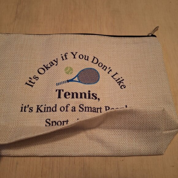 Tennis Smart Sport Canvas Zipper Pouch Makeup Bag Storage Organizer - Picture 2 of 4